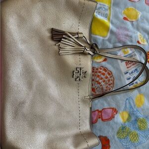 Tory Burch Gold Tote with Elegant Design